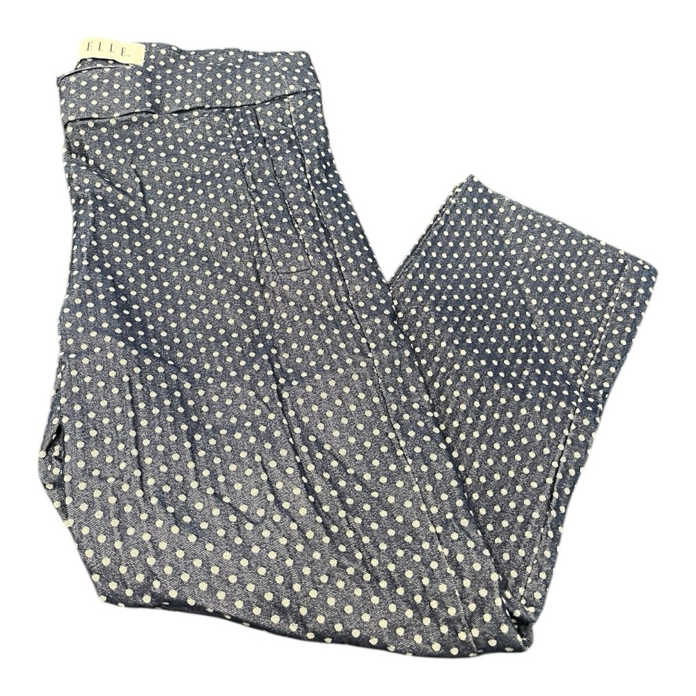 Elle Blue and White Polka Dot Cropped Pull on Capri Pants Size Small - Picture 2 of 6